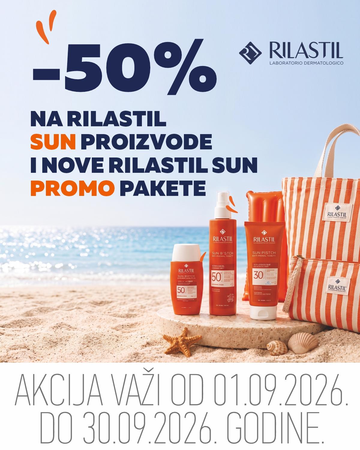 50% popusta na Rilastil Sun proizvode i nove Rilastil Sun promo pakete.